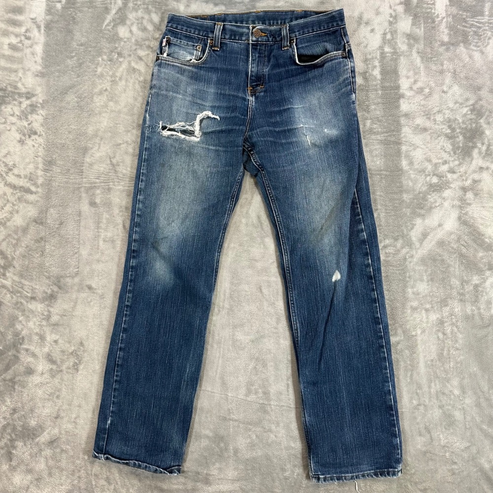 All American Clothing‎ Straight Jeans Mens Size 32x32 Blue Distressed Denim